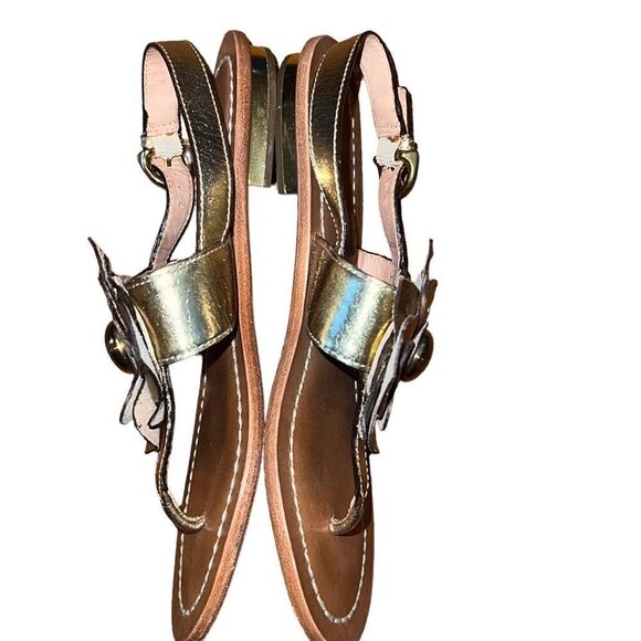 Coach Gold Leather Thong Sandals Size 6 B - Picture 3 of 7